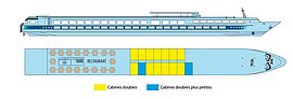 Deckplan, Unterdeck, MS Elbe Princesse