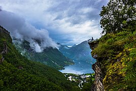 Geirangerfjord von Flydaljuvet aus, Norwegen
