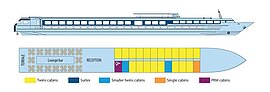 Deckplan, Hauptdeck, MS Elbe Princesse