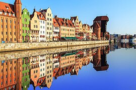 Motlava Fluss in der Stadt Gdansk, Polen