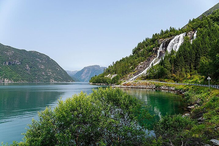 Fureberg Falls in Rosendal, Norwegen