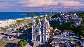 Stadtzentrum mit Kathedrale Sao Sebastia, Illeus, Brasilien