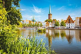 Lübeck am Fluss Trave, Deutschland