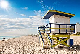 Rettungsschwimmerhaus, Strand, Miami, USA