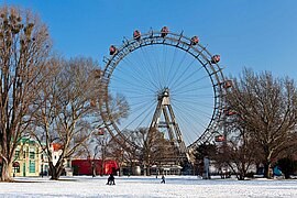 Historisches Riesenrad im Winter, Wien, Österreich