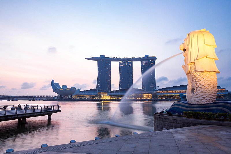 Merlion am Jachthafen, Singapur, Singapur